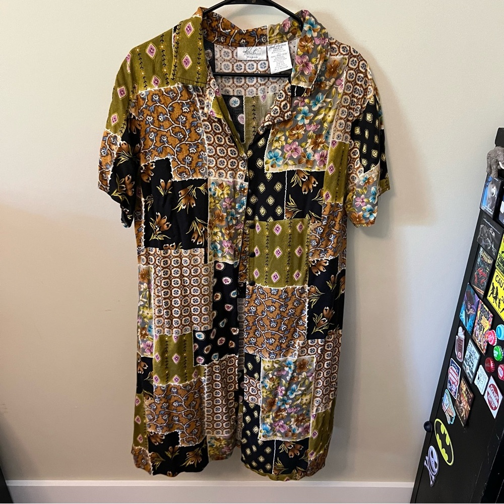 Patchwork button down duster